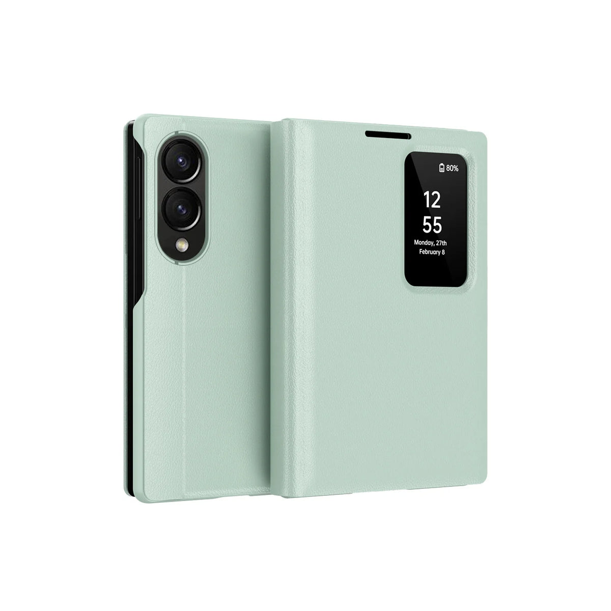 Luxury Leather Wallet Card Slot Smart View Case for Samsung Galaxy Z Fold 8 Fold8 Wide Flip-Free Answering Wake Up Flip Cover
