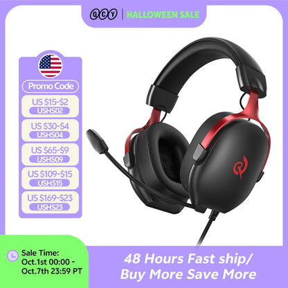 QCY VN200 Pro Wired Gaming Headset With Mic 40mm Driver 7.1 Surround Over Ear Headphones For PC PS4 PS5 Gamer Headphones