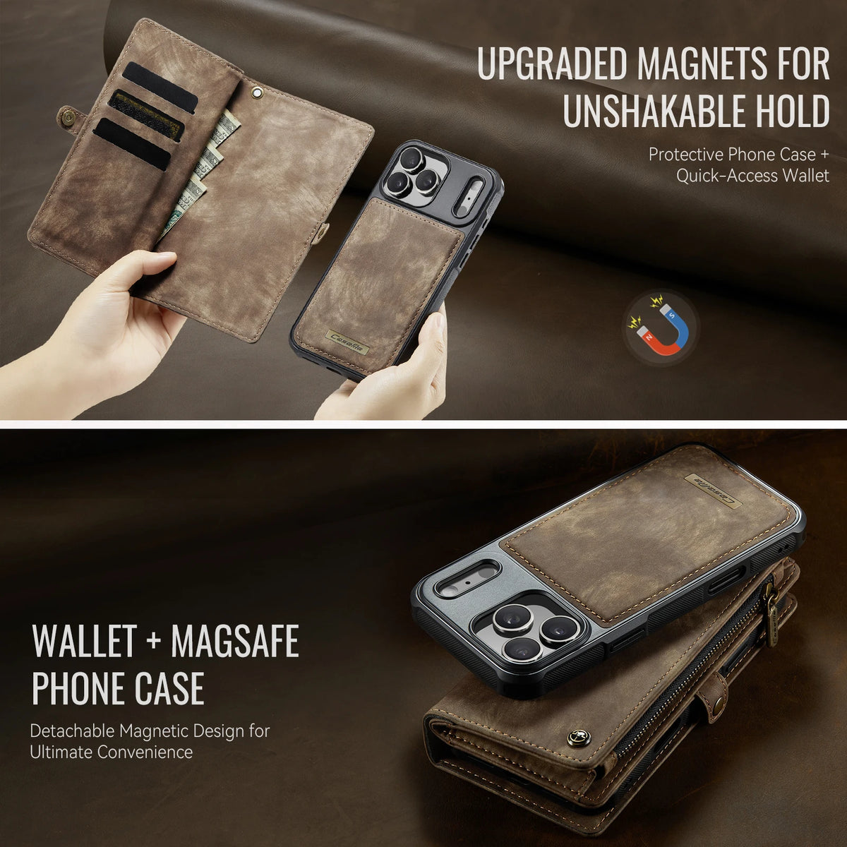 Business Zipper Multi Cards Solt Wallet Leather Case For iPhone 18 Pro Max 17 16 Plus 15 Plus 14 13 12 Full Protection Cover