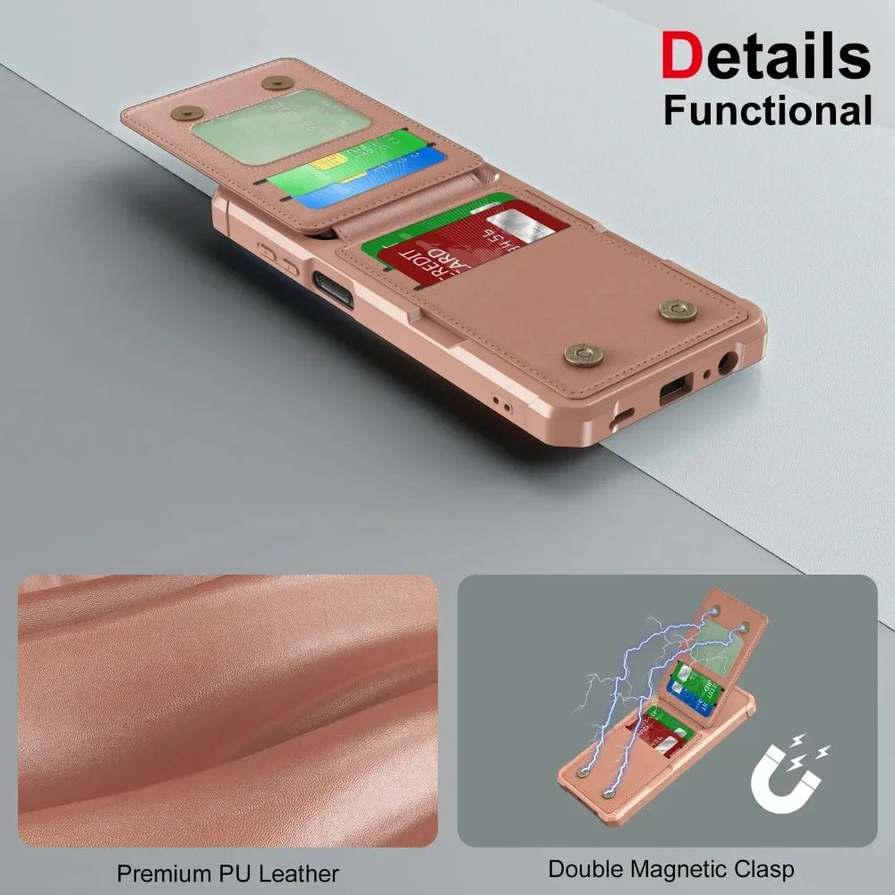 Card Slots Wallet Stand Case For Samsung Galaxy S26 S25 S24 S23 S22 S21 Ultra Plus FE A57 A37 A56 A36 A26 A55 A35 A54 A34 Cover