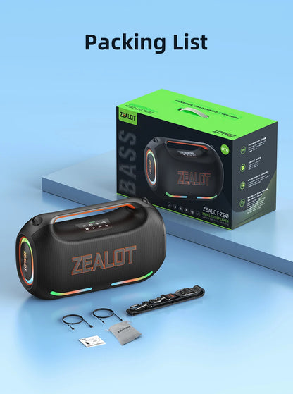 ZEALOT ZE41 250W Bluetooth Subwoofer | 48000mAh Long-Lasting Battery, RGB Lights, OTG Recording, Smart APP Control