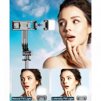 Portable Selfie Stick Tripod With Adjustable Fill Light Bluetooth Remote For iPhone