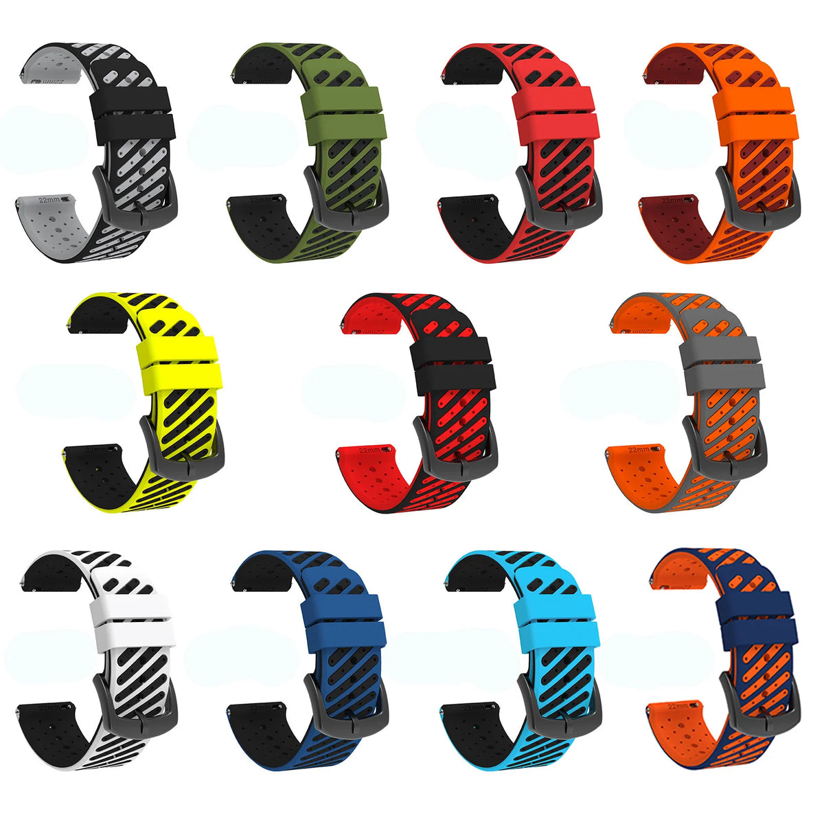 22mm Quick Release Two Tone Silicone Watch Strap For Garmin Forerunner 570 47mm 265 255 Music/Venu 3 2 45mm Sport Band Bracelet