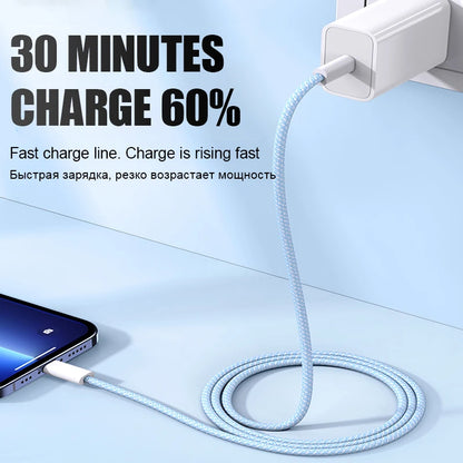 1-50Pcs Original PD 60W Fast Charging Type C Cable For Apple iPhone 13 14 12 11 17 Air 15 16 Pro Max Plus Weaving Charging Cable