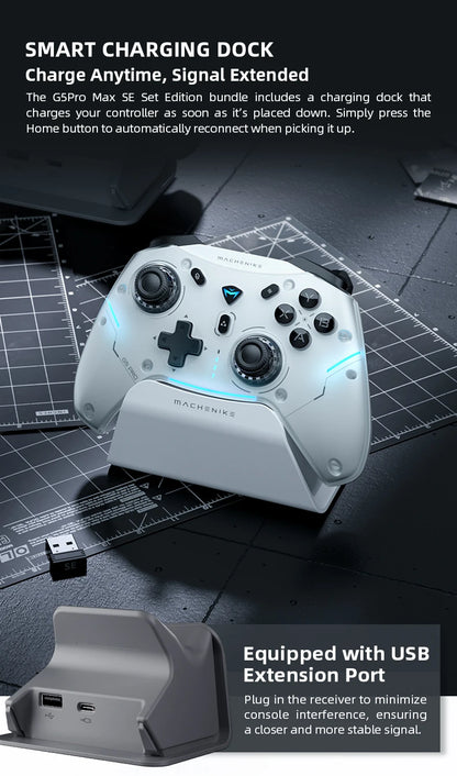 MACHENIKE G5Pro Max SE Gaming Controller With Charging Dock Optional Hall Effect Joysticks Triggers RGB Light Wireless Gamepad