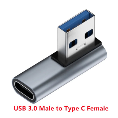 90 Degree Right Up Down Angled Micro USB Male to Type C Female Extension Adapter for Laptop PC Chargers Converter
