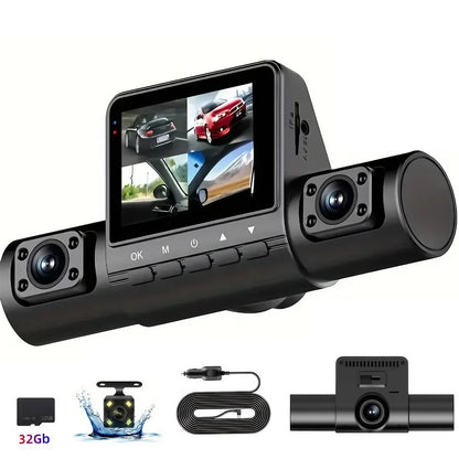 4 Lens Dash Cam 1080P Full HD 360 All Around View Car DVR 3 16 Inch IPS Screen Dashboard Camera Super Night Vision G Sensor Loop Recording Support Laptop Connection Professional Vehicle Driving Recorder Complete Interior Exte