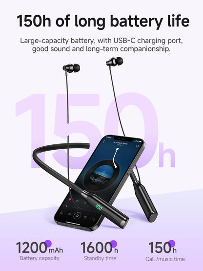 HOCO ES62 Plus Neck Band Bluetooth Earphones Wireless Headsets 150 Hours Use Sports Running Hifi Sounds Support TF Card Playback