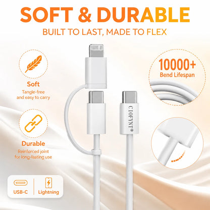 CIOFYNT USB-C to Lightning Cable, 1M 60W PD Fast Charging Nylon Braided Cord for iPhone 14/13/12/11