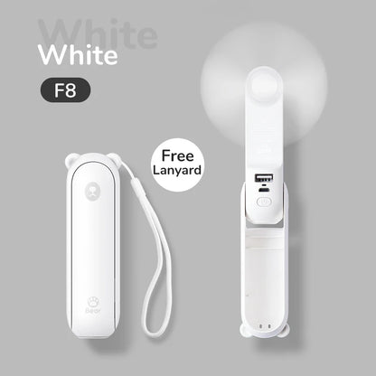 JISULIFE Portable Fan Mini Handheld Fan USB 4500mAh Recharge Hand Held Small 3 In1 Pocket Fan with Power Bank Flashlight Feature