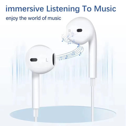 In-Ear Wired Earphones For Apple iPad iPhone 15 11 12 13 14 16 17 Pro Max TypeC Headphones Laptops Tablet 3.5mm Earphones