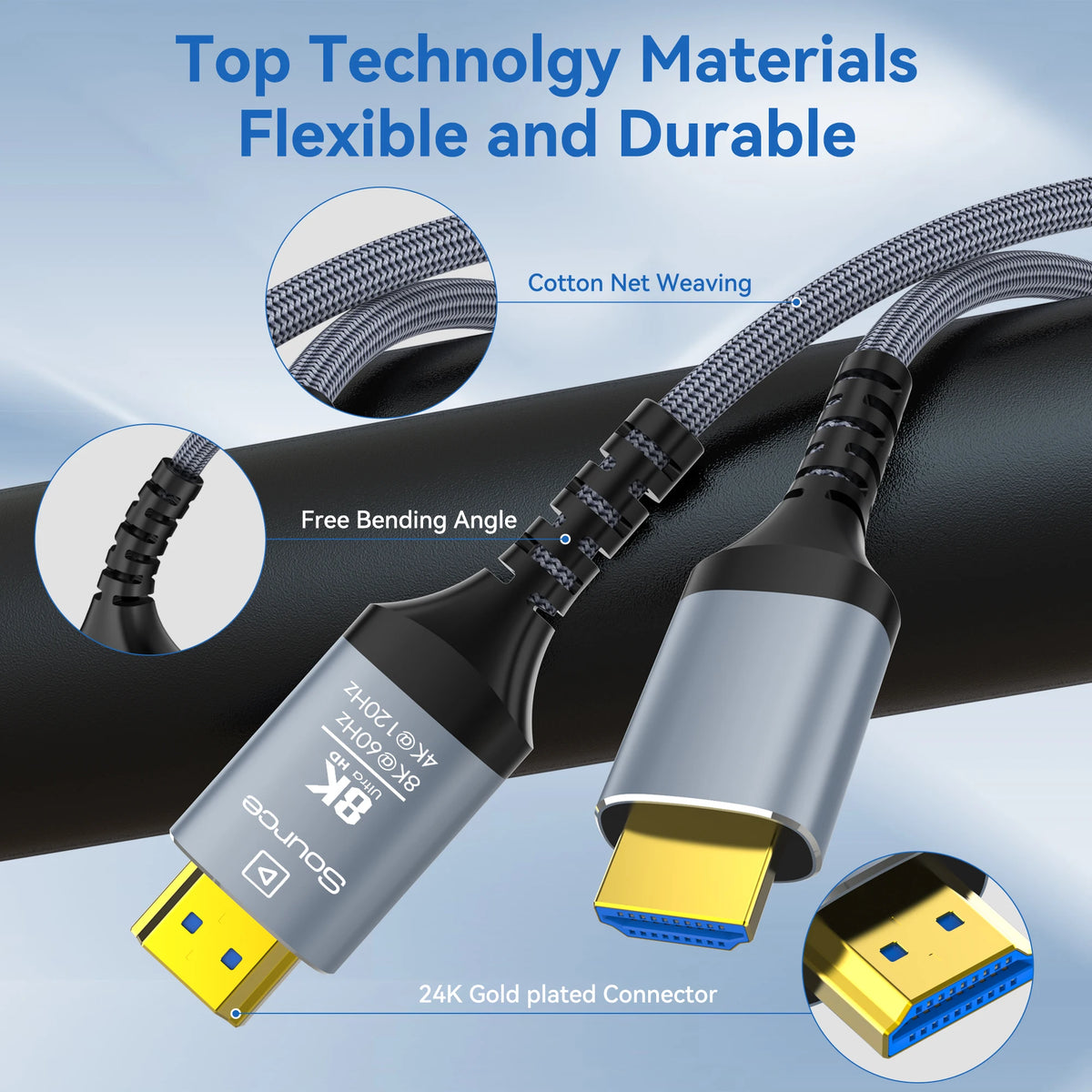 Long 10M 15M 20M 30M 8K HDMI Fiber Optic Cables，hdmi 2.1 8K60hz 4K120 144hz,48Gbps UHD Compatible for PS5 PS4 Xbox RTX3080 3090