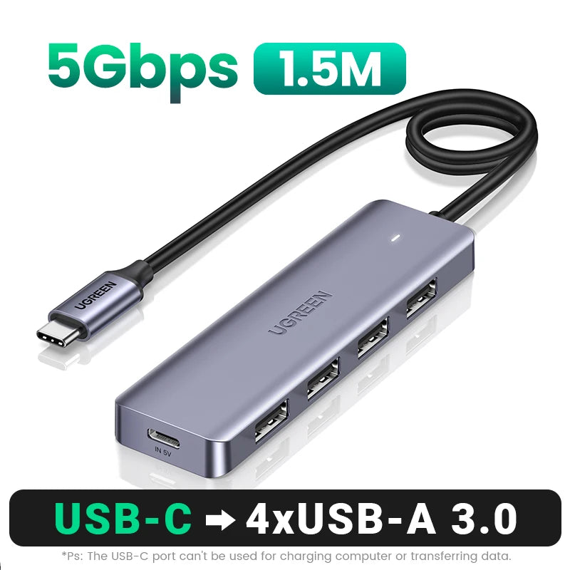 UGREEN USB C Hub 4 Ports USB Type C to USB 3.0 Hub Splitter Adapter for MacBook Pro iPad Pro Samsung Galaxy Note 10 S10 USB Hub