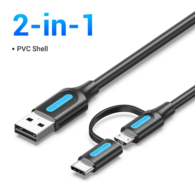 Vention 4 In 1 USB C 100W PD Type C To USB C Fast Charging Cable Usb A to Micro USB For POCO Xiaomi Samsung Mobile Phone Cable