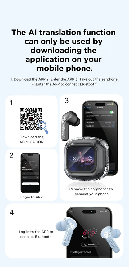 Low Latency Earphones ERAZER XP16 Wireless Earbuds AI Translation High-definition LCD Display For Music Sports Gaming Office