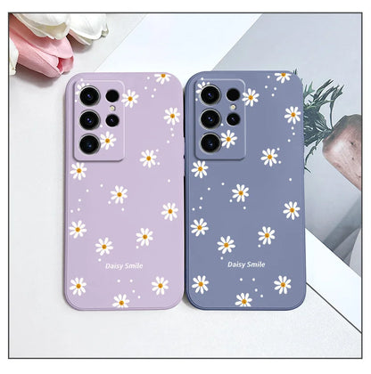 Smiling Daisy Phone Case For Samsung Galaxy S25 S24 S23 S22 S21 S20 S10 S10E Ultra Plus FE Note 20 Ultra Plus Cover
