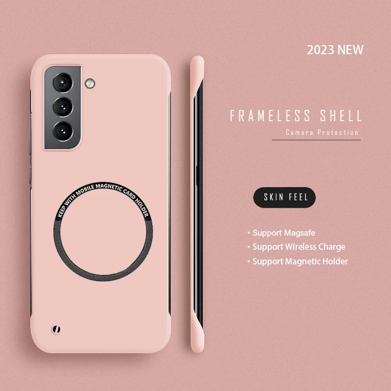 Hard PC Frameless Magnetic Phone Case For Samsung Galaxy S23 S22 S21 S20 FE Plus NOTE 20 S24 Ultra Magsafe Matte Thin Cover