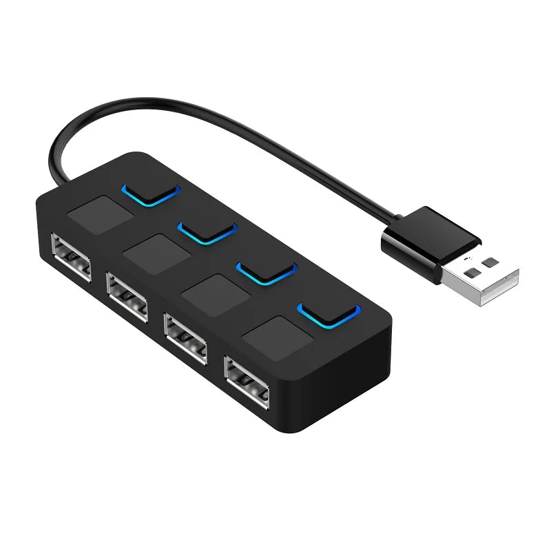 4 Ports USB 2.0 HUB Multi USB Splitter Expander Multiple USB 2.0 Hub Use Power Adapter USB2.0 Hub with Switch For PC Computer