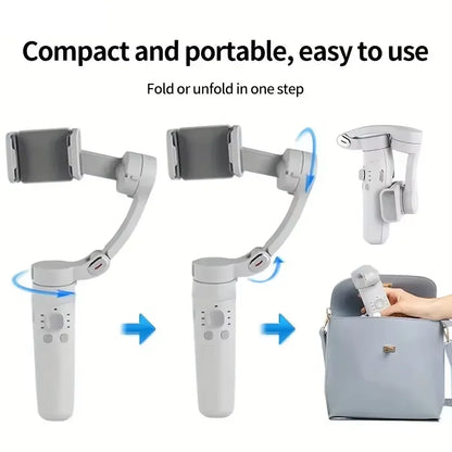 3-Axis Gimbal Handheld Self Stabilizer with Tripod Selfie Stick Vlog CellPhone Video Recorder for iPhone 17 Smartphone Mobile