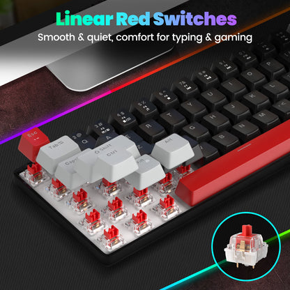 FocusOnPC MK-BOX Portable 60% Mechanical Gaming Keyboard, 68 Keys Compact Wired Keyboard with LED Backlight for Gaming & Office, Compatible with PC, Laptop & Mac, Free Random Mouse Pad Included