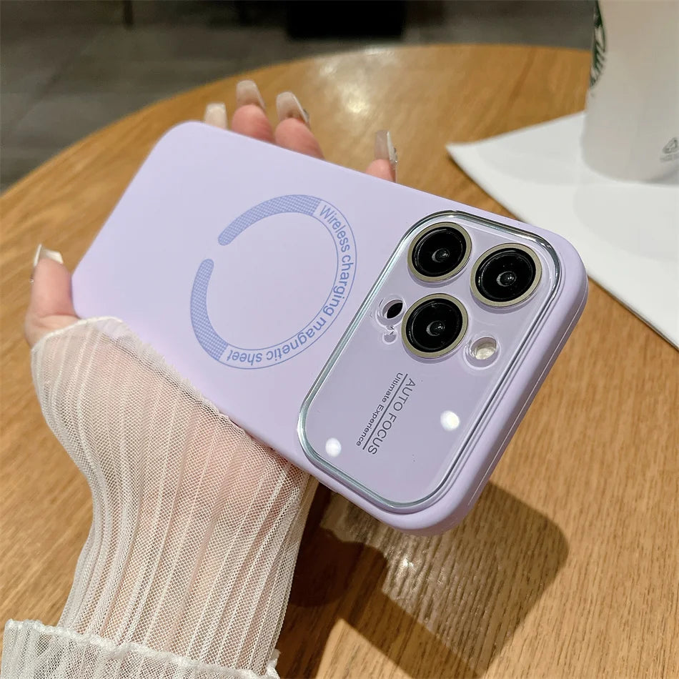 Large Window Autofocus Liquid Silicone For Magsafe Magnetic Case For iPhone 16 15 Plus 14 13 12 11 Pro Max Lens Shockproof Cover