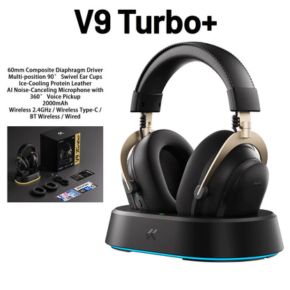 MCHOSE V9 Turbo+ E-sports Magnetic Wireless Gaming Headset 7.1 Surround Sound 90° Swivel Ear Cups Low Latency Magnetic Charging