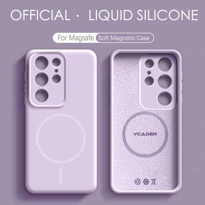 Solid Color For Magsafe Magnetic Wireless Charging Soft Silicone Phone Case For Samsung Galaxy S26 S25 Ultra  S23 S24 S22 Cover