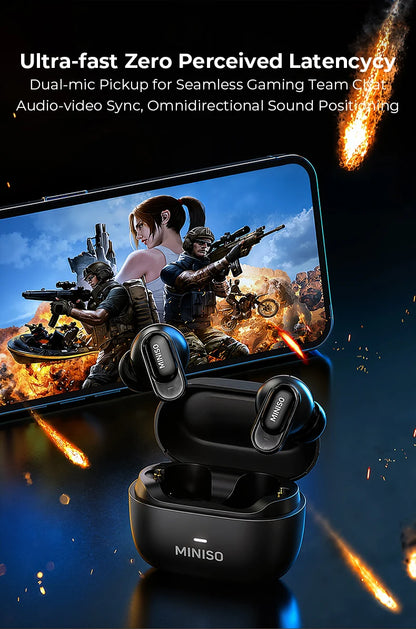 MINISO MS130 Wireless Bluetooth Earphones ENC Soft Wireless Headphones Sport Low Latency Comfort In-Ear Earbuds Macaron Travel