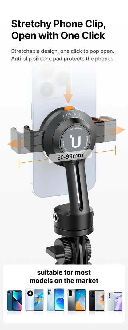 Ulanzi SK-05 Metal Smartphone Tripod Bluetooth Selfie Stick Desktop Tripod Travel Vlog Live Streaming for iPhone Android