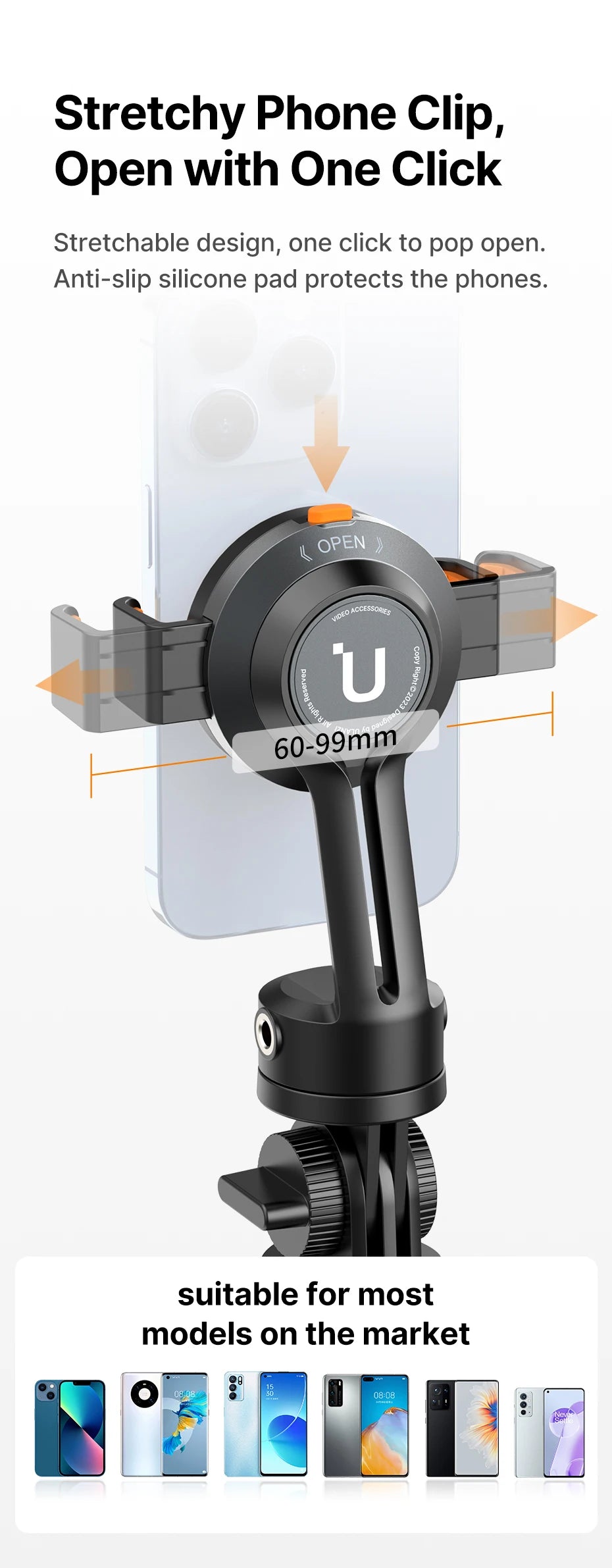 Ulanzi SK-05 Metal Smartphone Tripod Bluetooth Selfie Stick Desktop Tripod Travel Vlog Live Streaming for iPhone Android