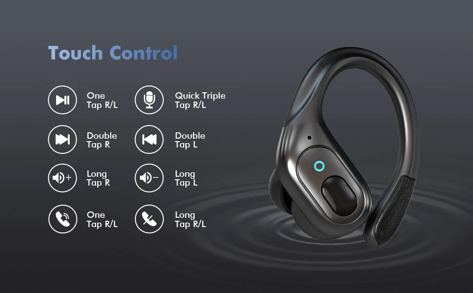 TWS Sports Earbuds Bluetooth 6.0 HIFI Bass Wireless Headphones LED Button Handsfree Earphone Noise Cancelling Waterproof Headset