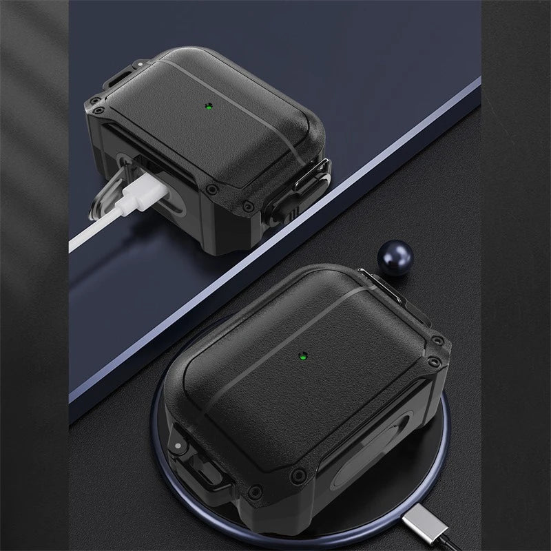 For AirPods 1/2/3/4, Pro & Pro 2 - Durable Waterproof Protective Case with Bluetooth Switch for Apple Earbuds