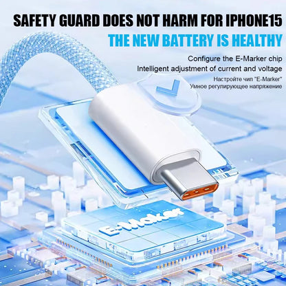 1-50Pcs Original PD 60W Fast Charging Type C Cable For Apple iPhone 13 14 12 11 17 Air 15 16 Pro Max Plus Weaving Charging Cable