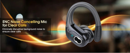Wireless Earbuds 5.4 Bluetooth Headphones Sports Ear Buds with Earhooks 75H Playtime Wireless Headphones for Workout Waterproof