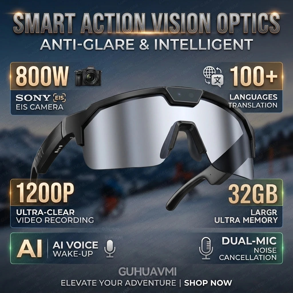 2026 New AI Smart Sports Glasses with 30MP Camera 4K Anti-shake Bicycle Riding Shooting Artifact Dual Mic 32GB Windproof Goggles