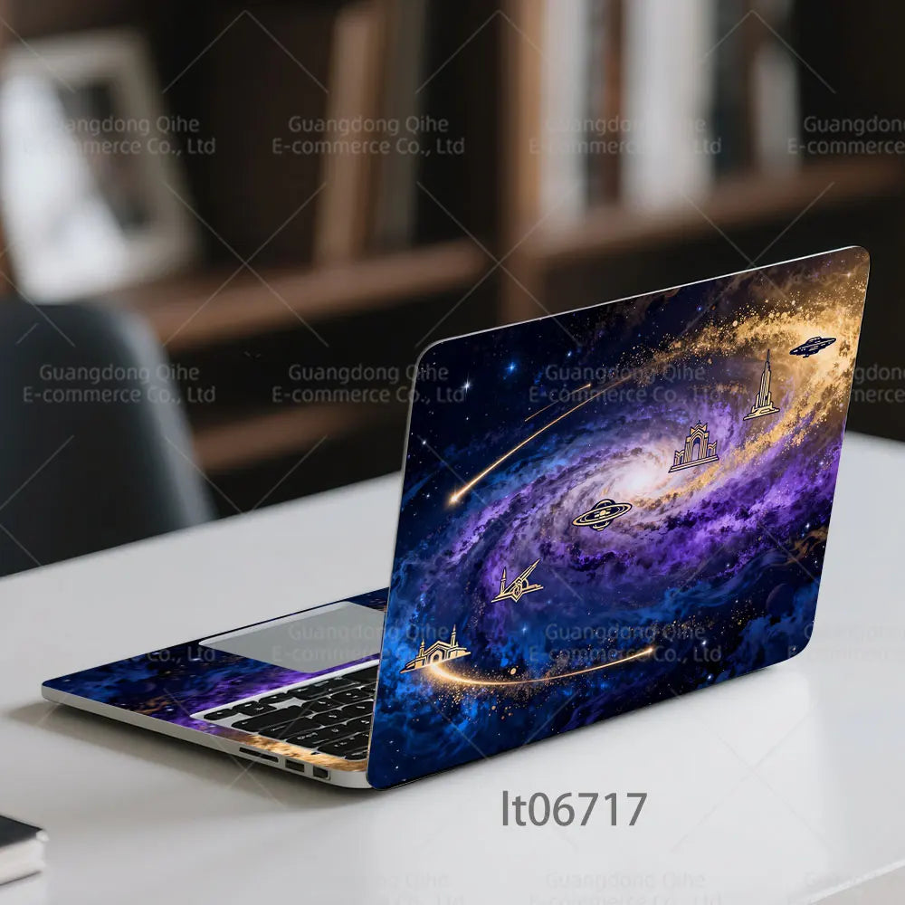 2PCS Galaxy Planet Laptop Skin Sticker, Space Black Hole Universe Design Decal Cover for Macbook HP Dell Lenovo 11-17 inch