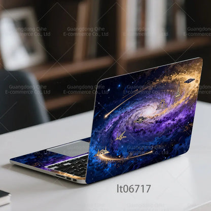 2PCS Galaxy Planet Laptop Skin Sticker, Space Black Hole Universe Design Decal Cover for Macbook HP Dell Lenovo 11-17 inch