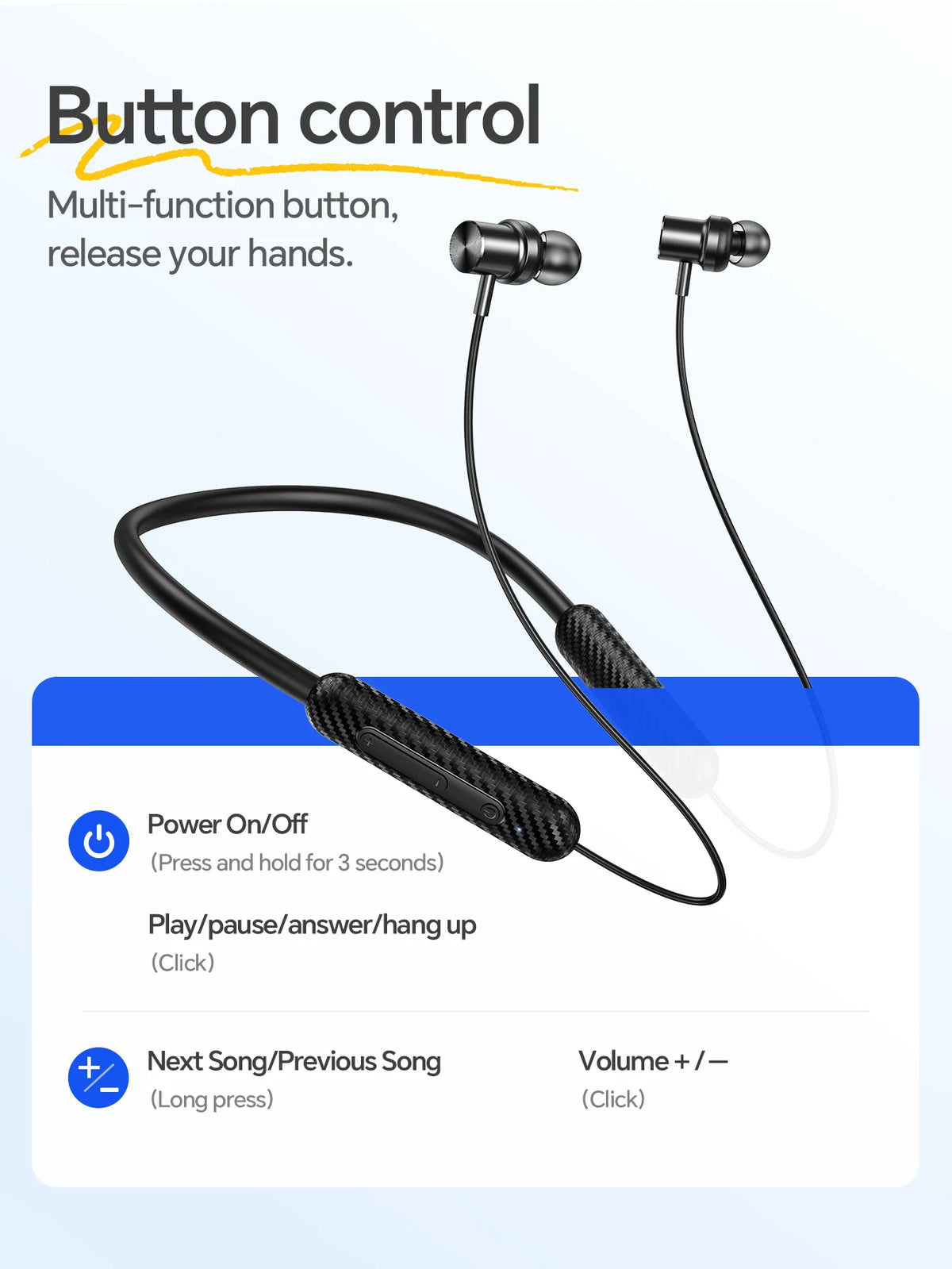 HOCO ES70 Neckband Headsets Bluetooth Wireless Headphones Outdoor Sport Earphones Portable Hifi Sounds Earbuds With Microphone
