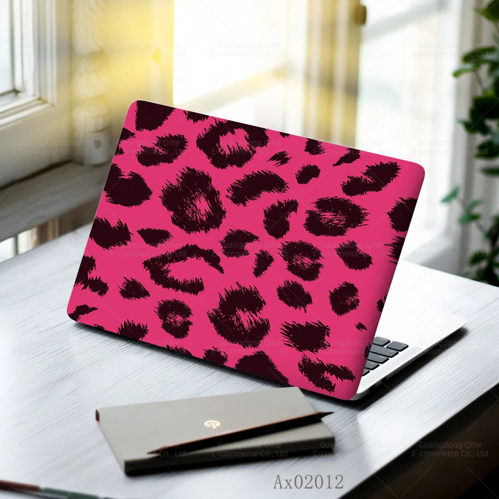 2 pcs Aesthetic Light Leopard Laptop Stickers Set Self-Adhesive Removable Laptop Covers for MacBook Notebook Protective Skins