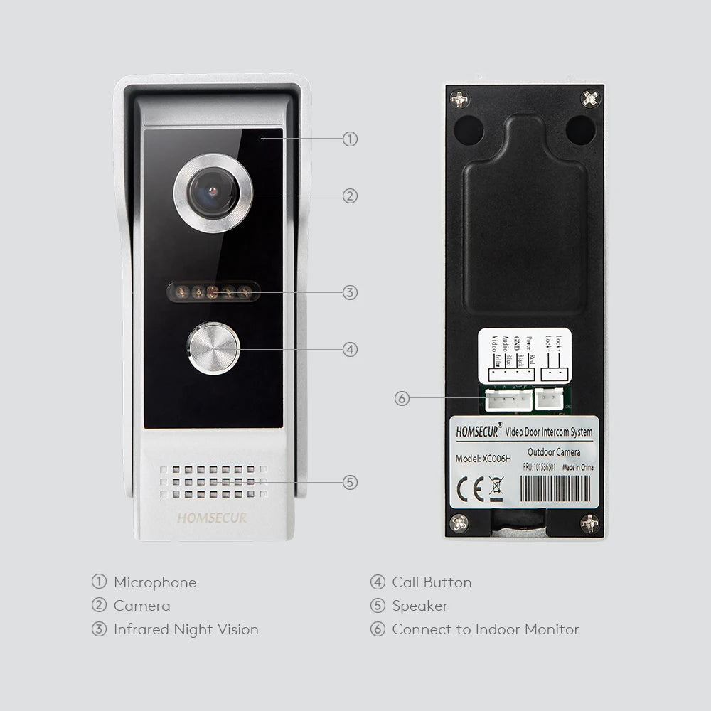 HOMSECUR 7" WIFI HD Video Door Phone Intercom Doorbell Tuya App Remote Control Door Unlock Auto Recording