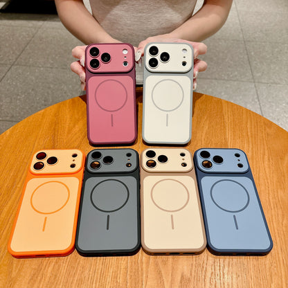 Shockproof Frosted Contrast Color Magnetic Case For iPhone 17 16 15 14 13 12 11 Pro Max Magnetic Capa Lens Protection Cover