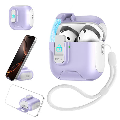 Magnet Security Lock Cover for Airpods 4 ANC Case With Lanyard Full Body Protection Shockproof Charging Cases For Airpods Pro 2