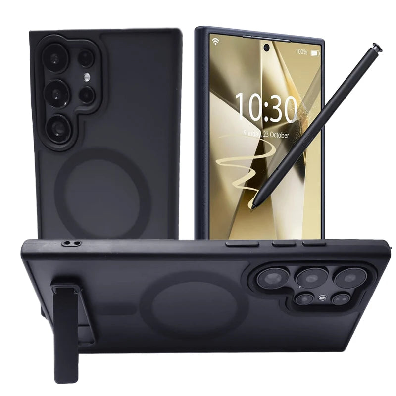 UYUXIO Magnetic Mobile Phone Case with Kickstand for Samsung Galaxy S26 S25 S24 S23 Ultra FE S22 Plus Cover Stand with Holder