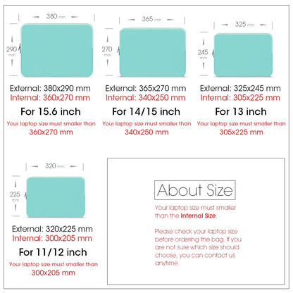 Laptop Bag Notebook Case Tablet Cover Sleeve 11" 12" 13" 15" 15.6" For Macbook Matebook Retina 14 inch for Xiaomi Huawei HP Dell