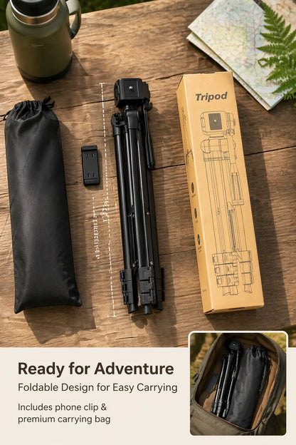 Camera Tripod Aluminum Professional Tripod Stand with Phone Mount Carry Bag for Camera Phone Photography