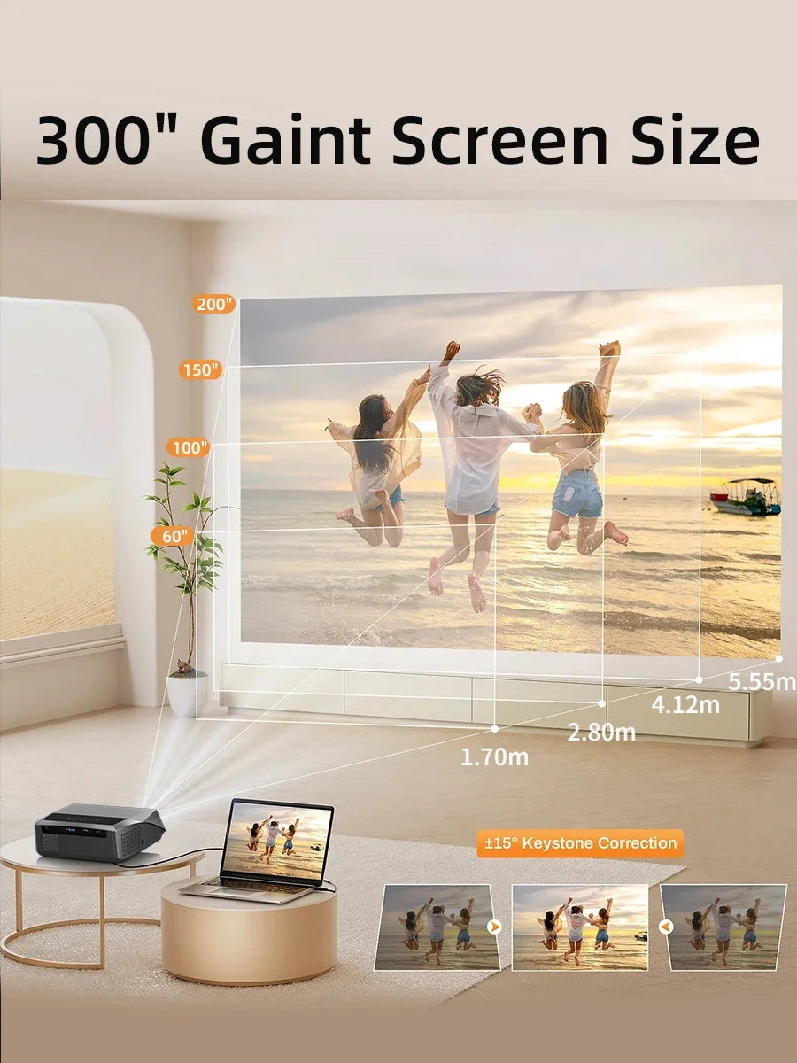 CAIWEI A10R Google TV 4K Projector 4000 ANSI Full HD 1080P Android 14 Home Theater for Movies Auto Focus Portable Projector Beam