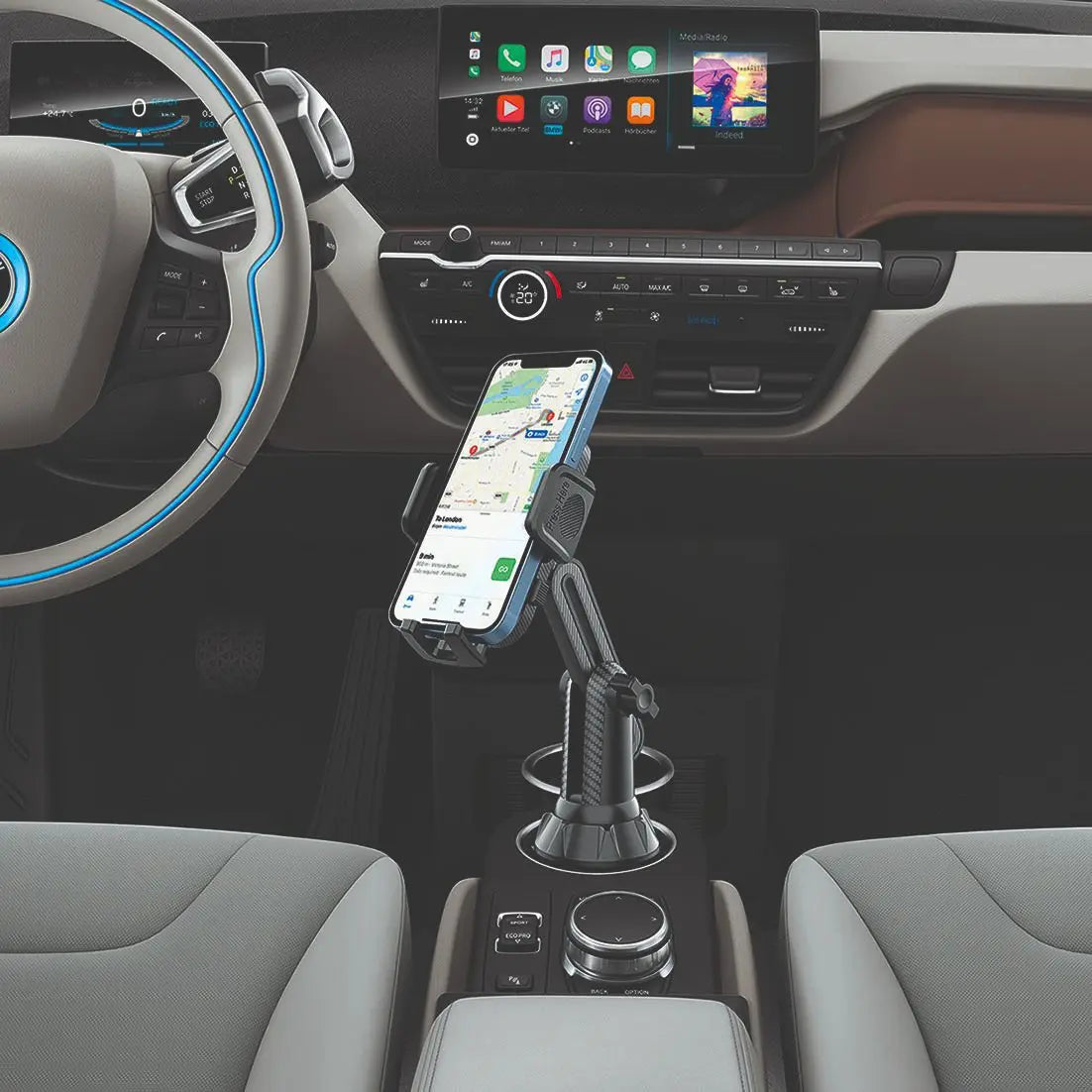 Car Cup Holder Phone Mount Universal for Car, Adjustable Stable Cell Phone Holder 360° Rotation Stand Fits 4-7 Inch Smartphones
