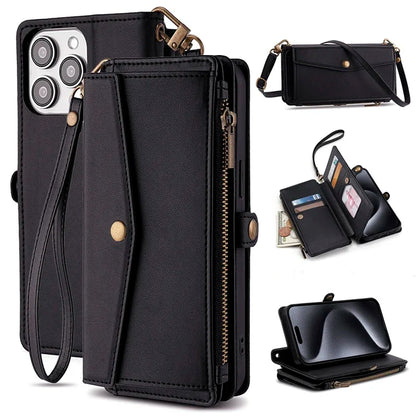 Wallet Flip Stand Leather Case For iPhone 11 12 13 14 15 Pro Max 6 6s 8 7 Plus X XS XR SE 2020 SE3 2022 Cover Crossbody-Bags