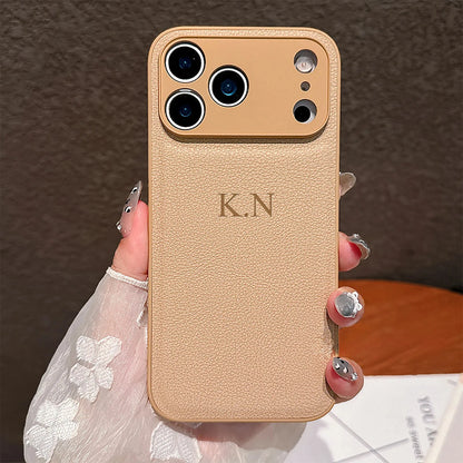 Personalized Luxury Customized Name 3D DIY Hot Engrave Faux Leather Phone Case For iPhone 17Pro Max 16 15 14 13 Pro Max Plus Air