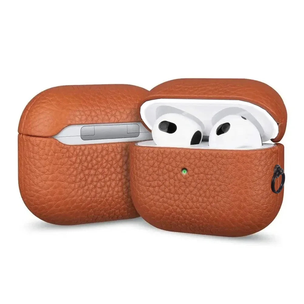 High End Business Bluetooth Earphone Case For Apple AirPods/2/3/4/5 Pro3/2 Retro Genuine Leather Litchi Texture Protection Cover
